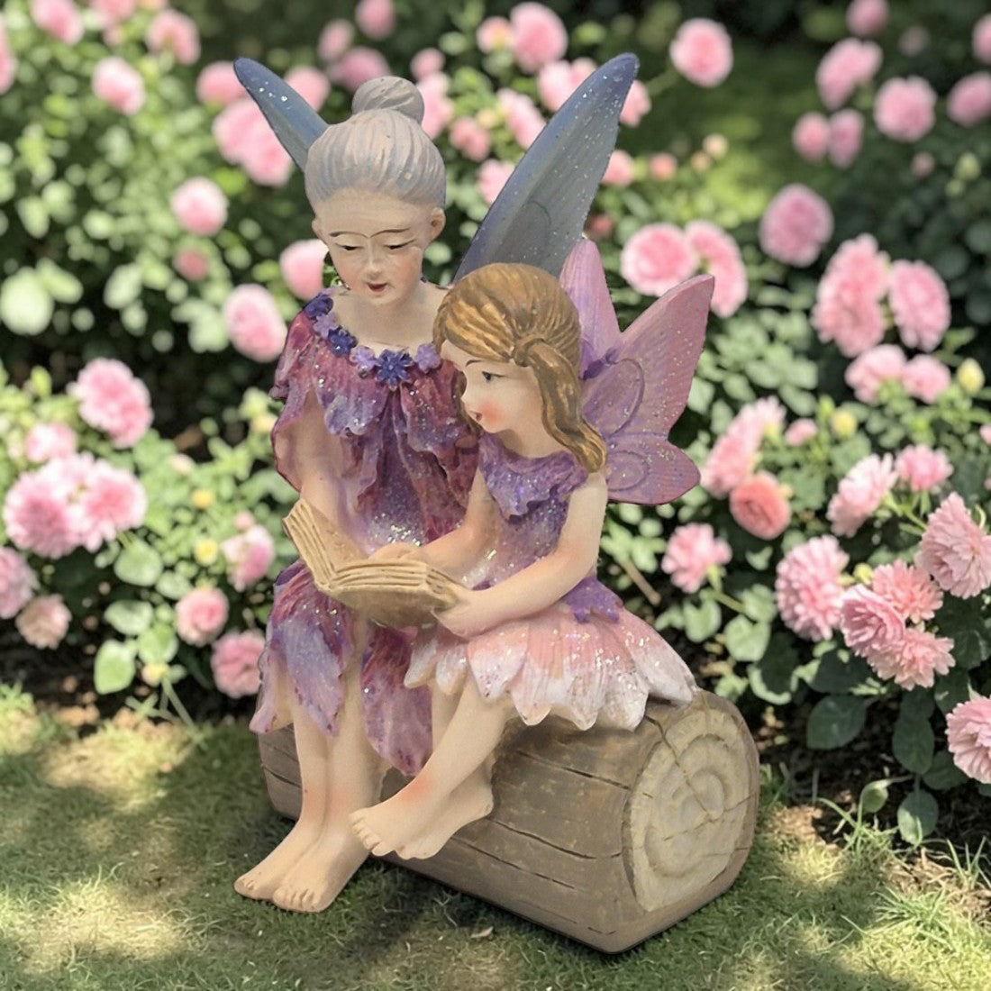 Fairy Grandmother Reading with Granddaughter
