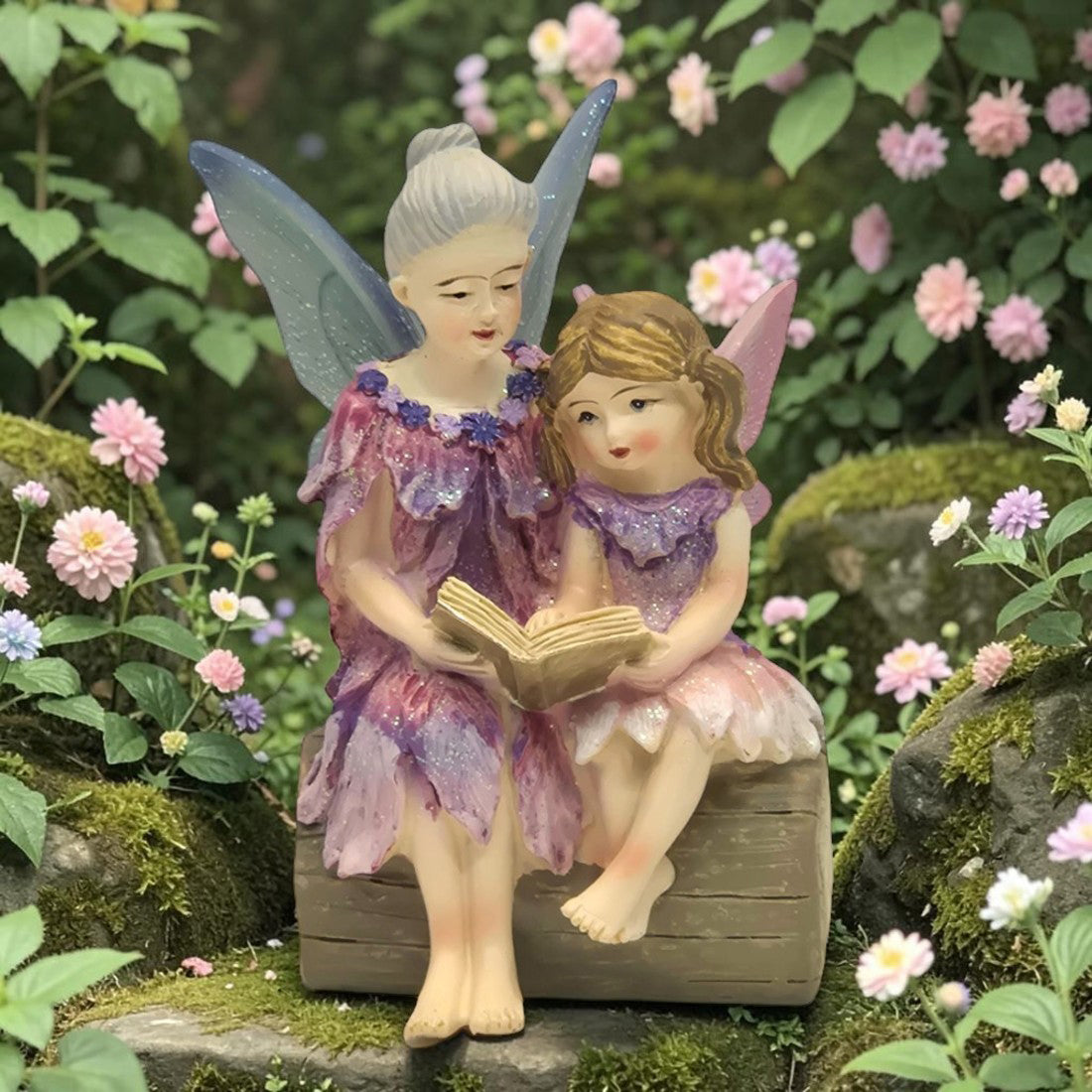 Fairy Grandmother Reading with Granddaughter