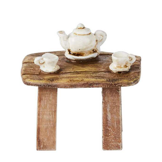 Fairy Village Mini Fairy Tea Table Cream & Brown