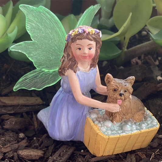 Fairy Washing Her Dog Figurine
