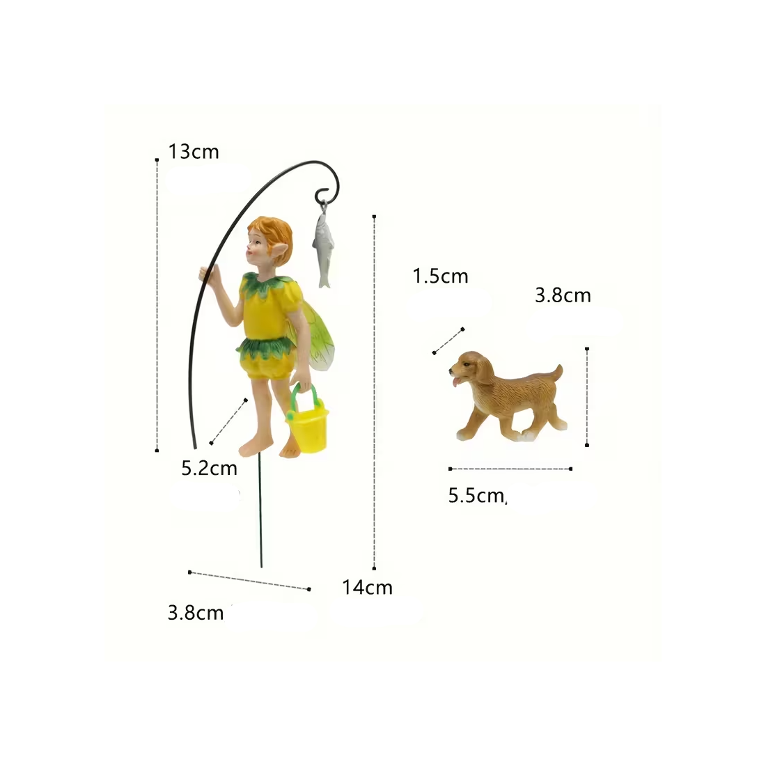 Fishing Fairy Figurine With Dog