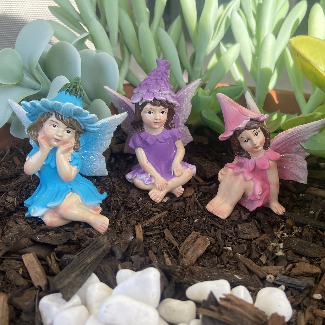 Flower Petal Sitting Fairy Figurines
