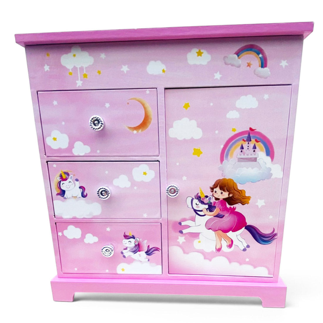 Girl and Unicorn Wardrobe Style Jewellery Music Box