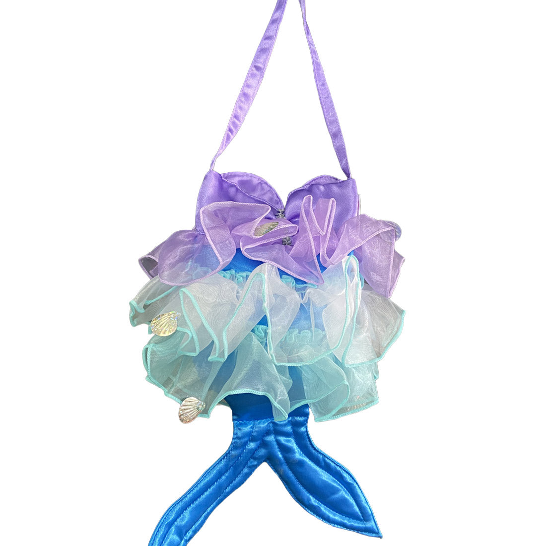 Girls Mermaid Aqua Satin and Organza Hand Bag
