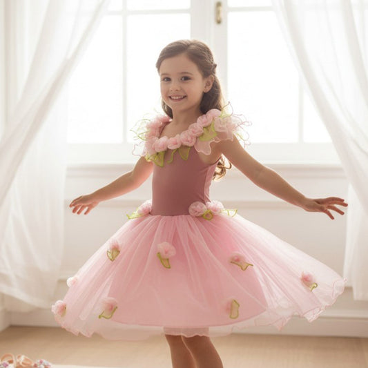 Girls Pink Flower Fairy Dress