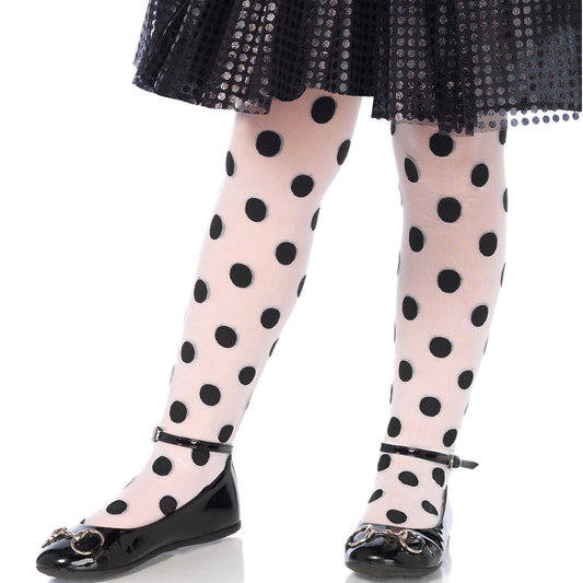 Girls Polka Dot White and Black Tights