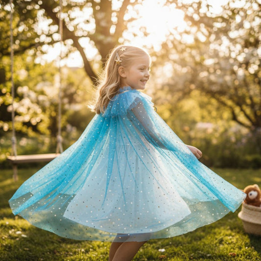 Girls Princess Blue Cape Cloak