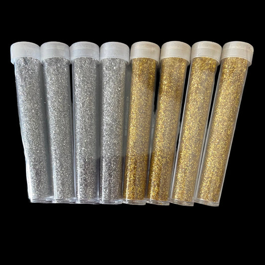 Gold and Silver Glitter Tubes Pack 8