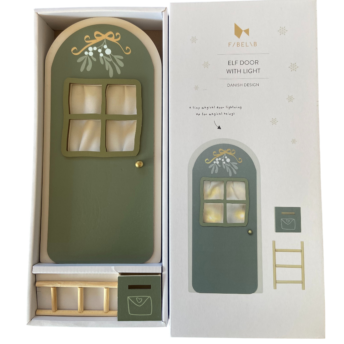 Green 30cm Elf Christmas Door With Light
