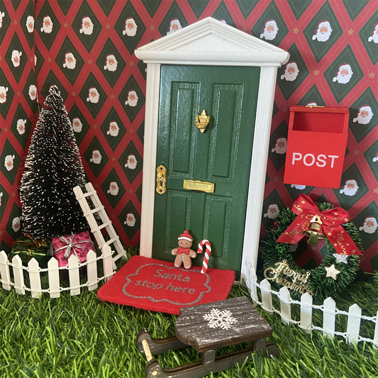 Green Christmas Fairy Door Set