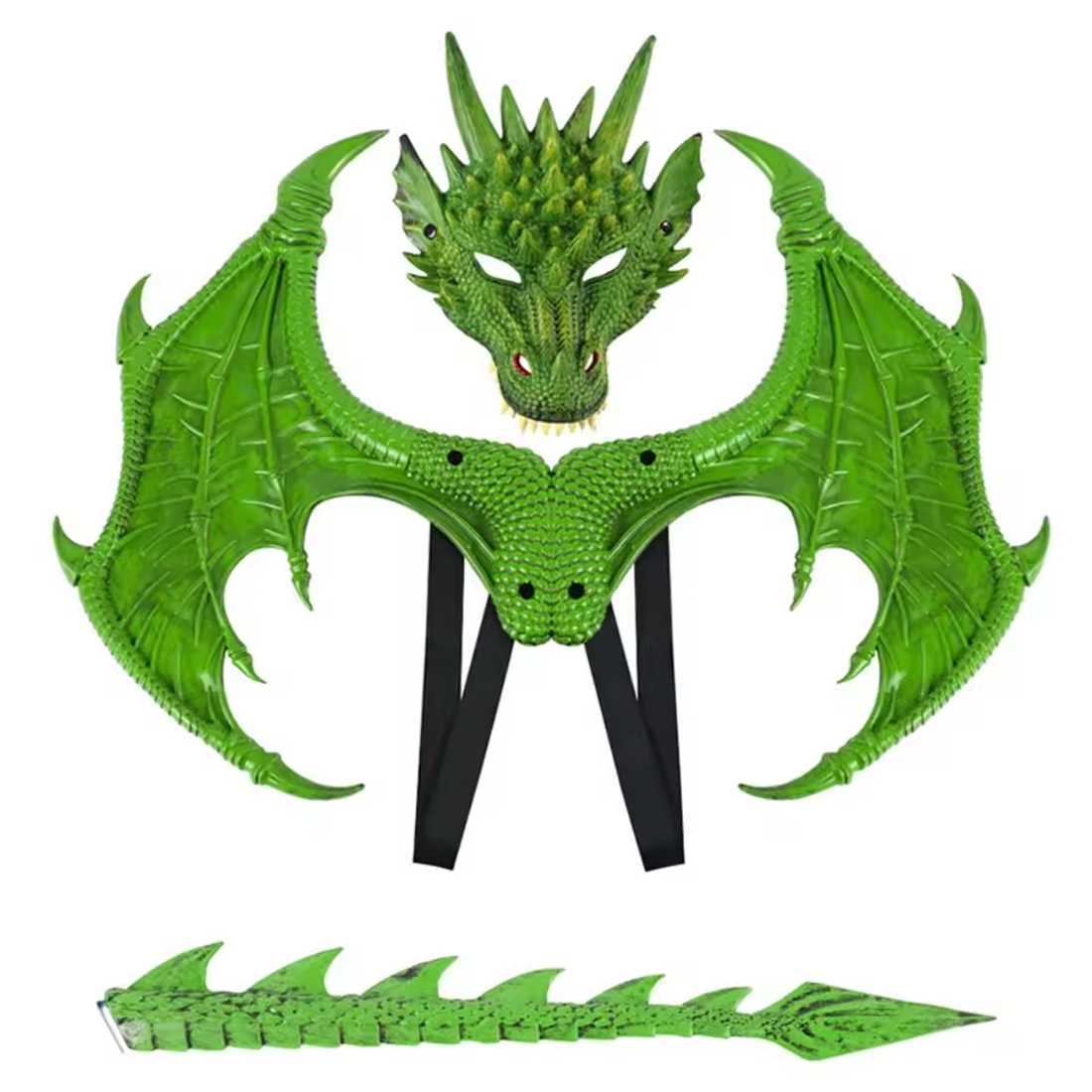 Green Dragon Wings Mask and Tail Set