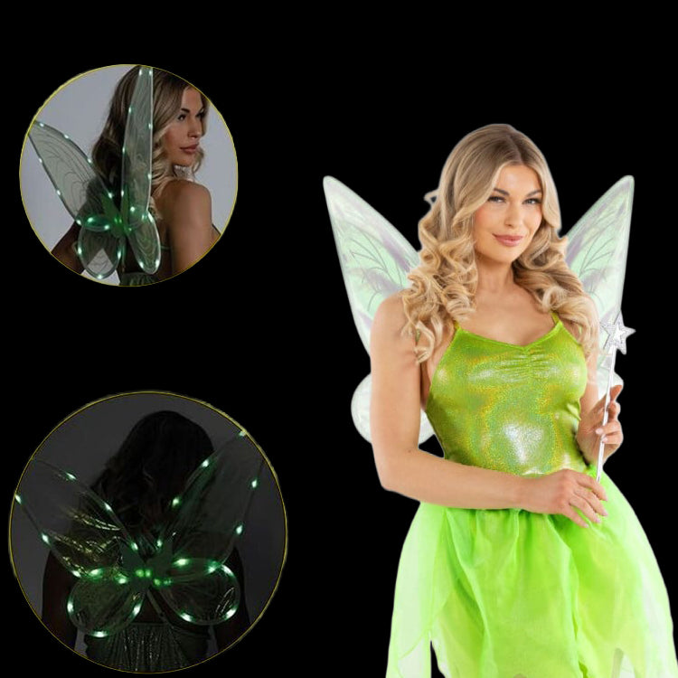 Green Woodland Fairy Costume with LED Light-Up Wings