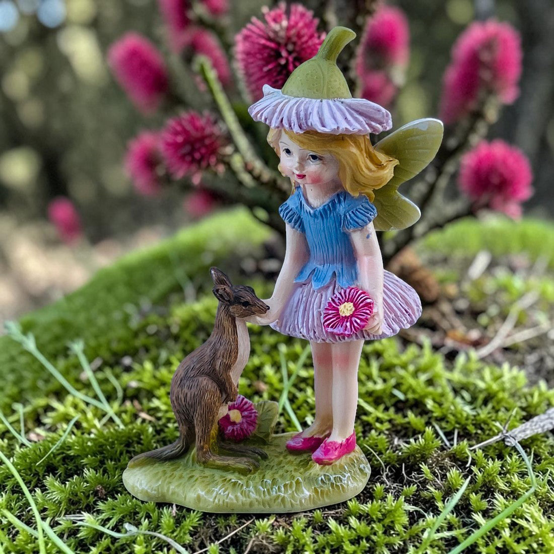 Gum Blossom Fairy with Kangaroo Figurine