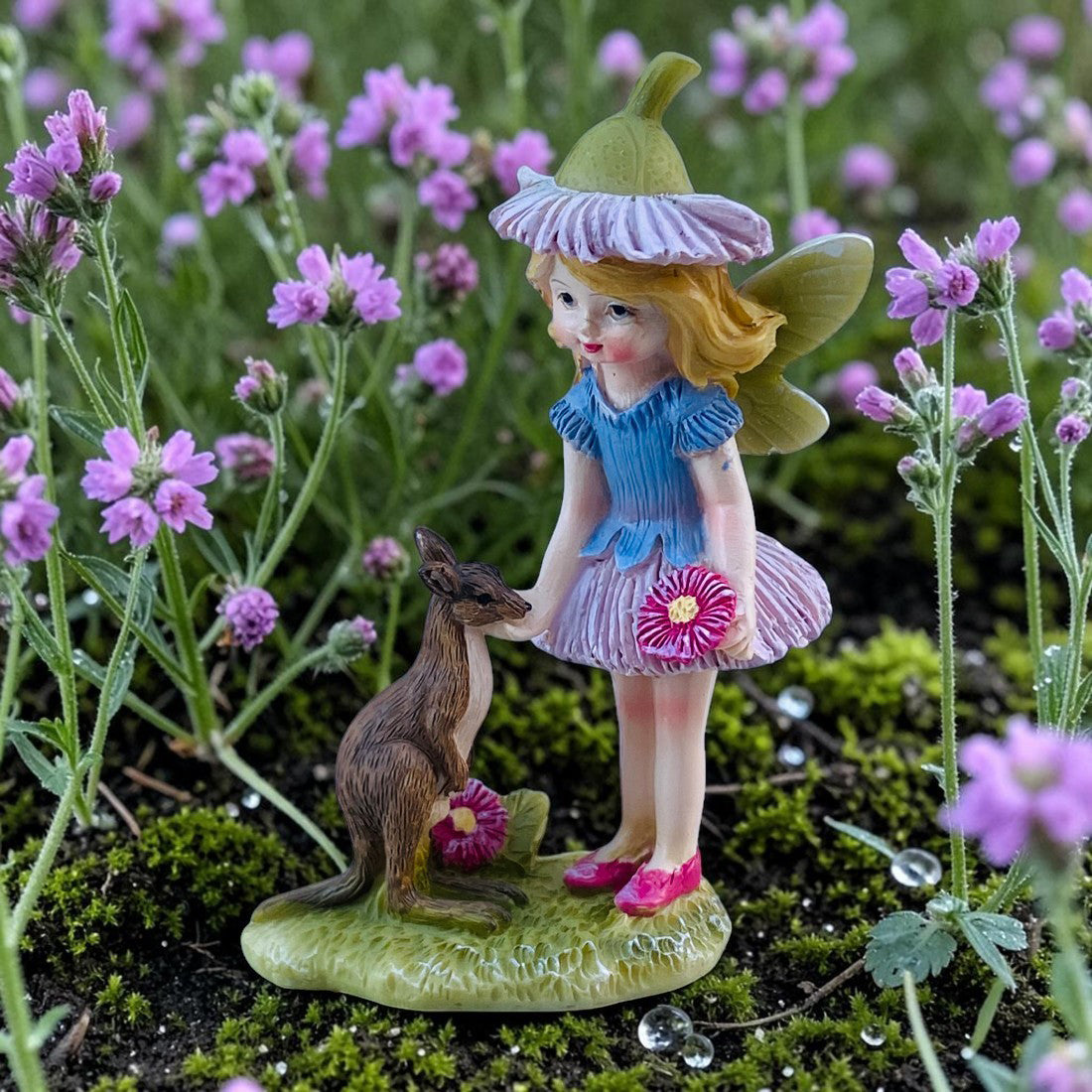 Gum Blossom Fairy with Kangaroo Figurine