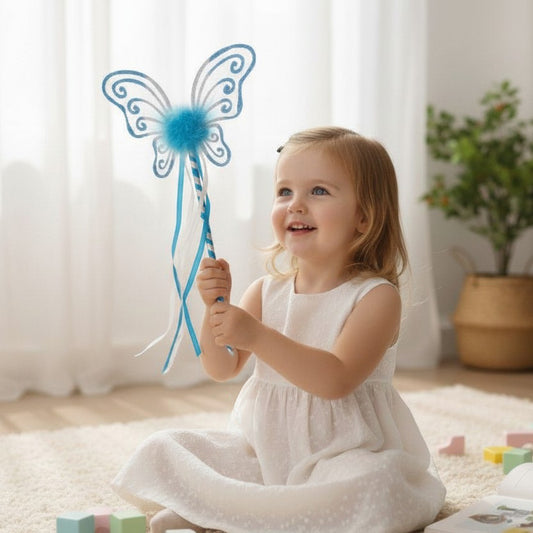 Handmade Blue Butterfly Glitter Fairy Wand