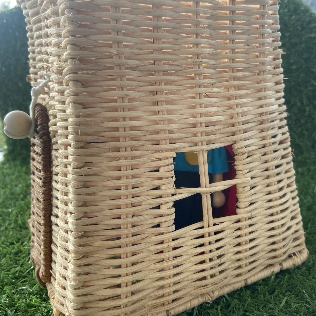 Handmade Castle Bag Basket With Fairytale Figurines Set