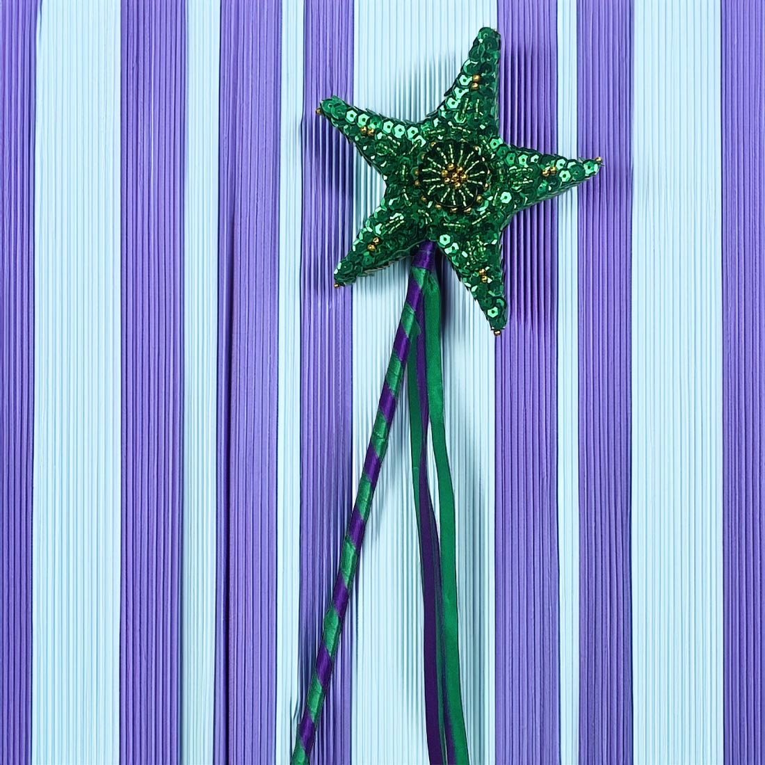 Handmade Fairy Green Sequin Star Wand