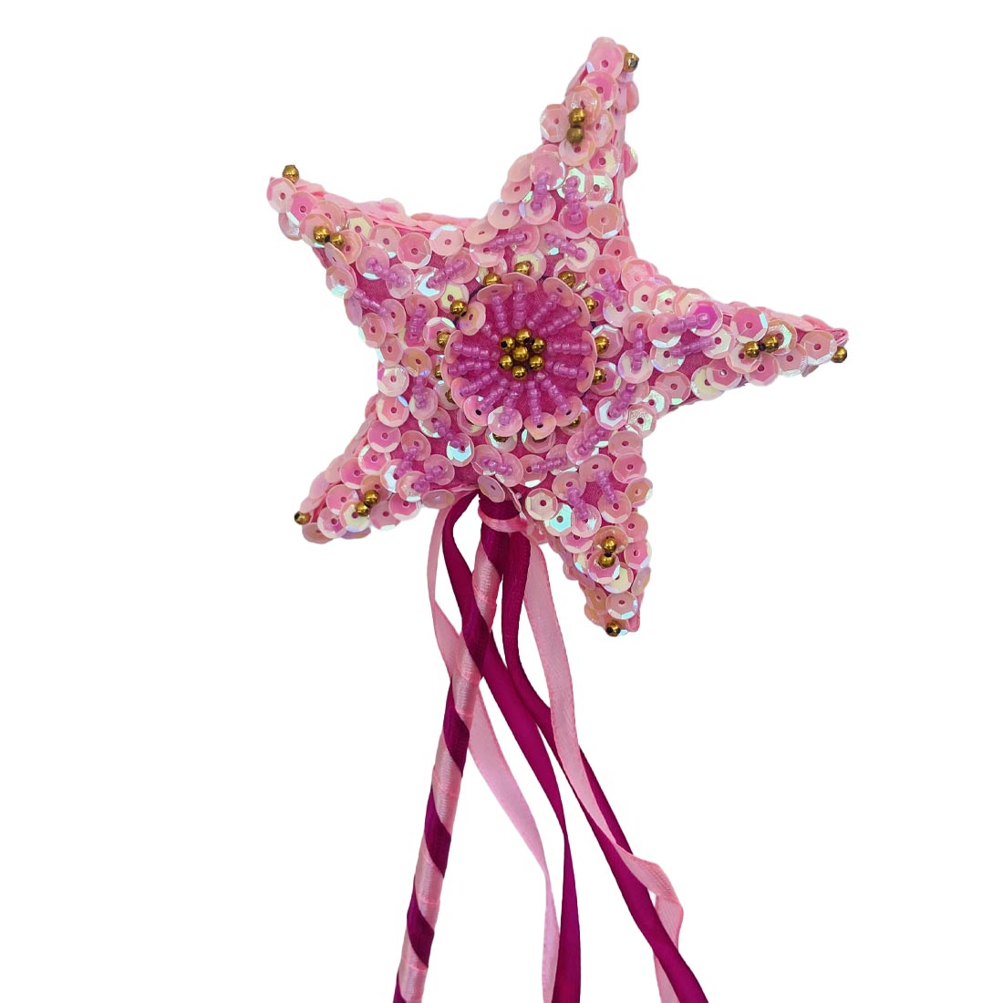 Handmade Fairy Light Pink Sequin Star Wand