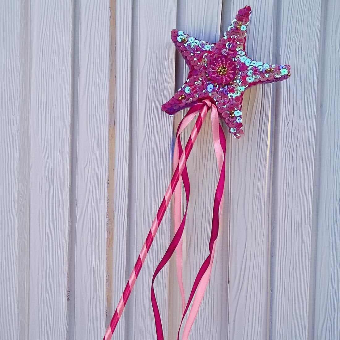 Handmade Fairy Pink Sequin Star Wand