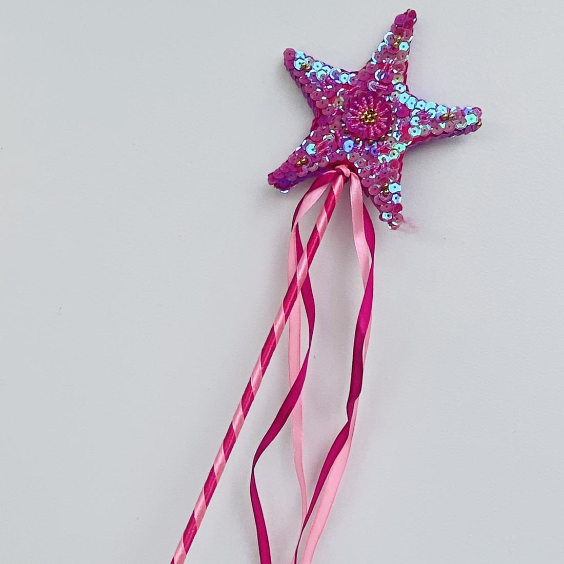 Handmade Fairy Pink Sequin Star Wand