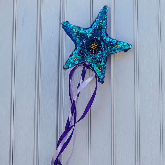 Handmade Fairy Purple Sequin Star Wand