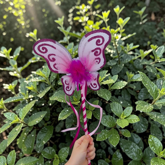 Handmade Hot Pink Butterfly Glitter Fairy Wand