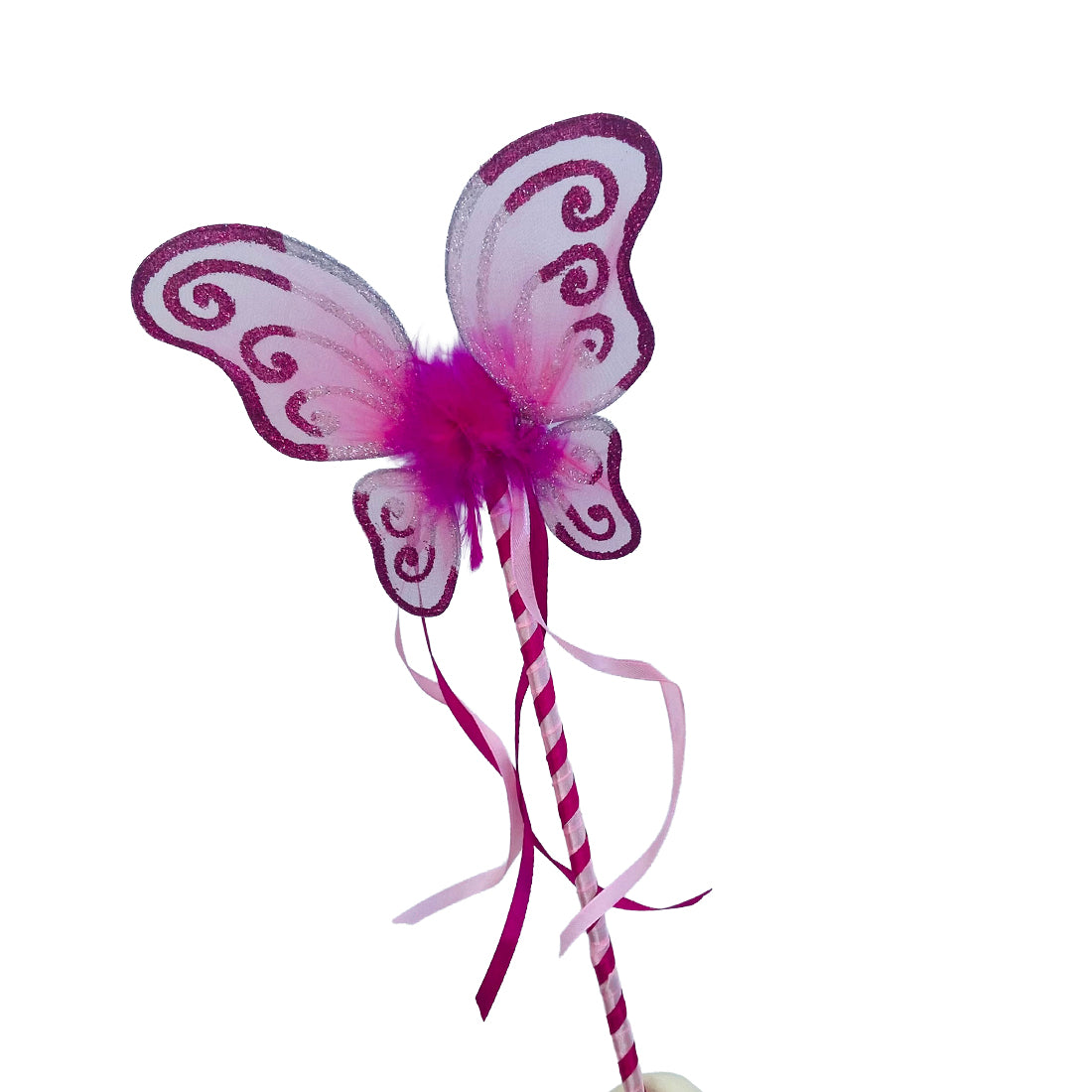Handmade Hot Pink Butterfly Glitter Fairy Wand