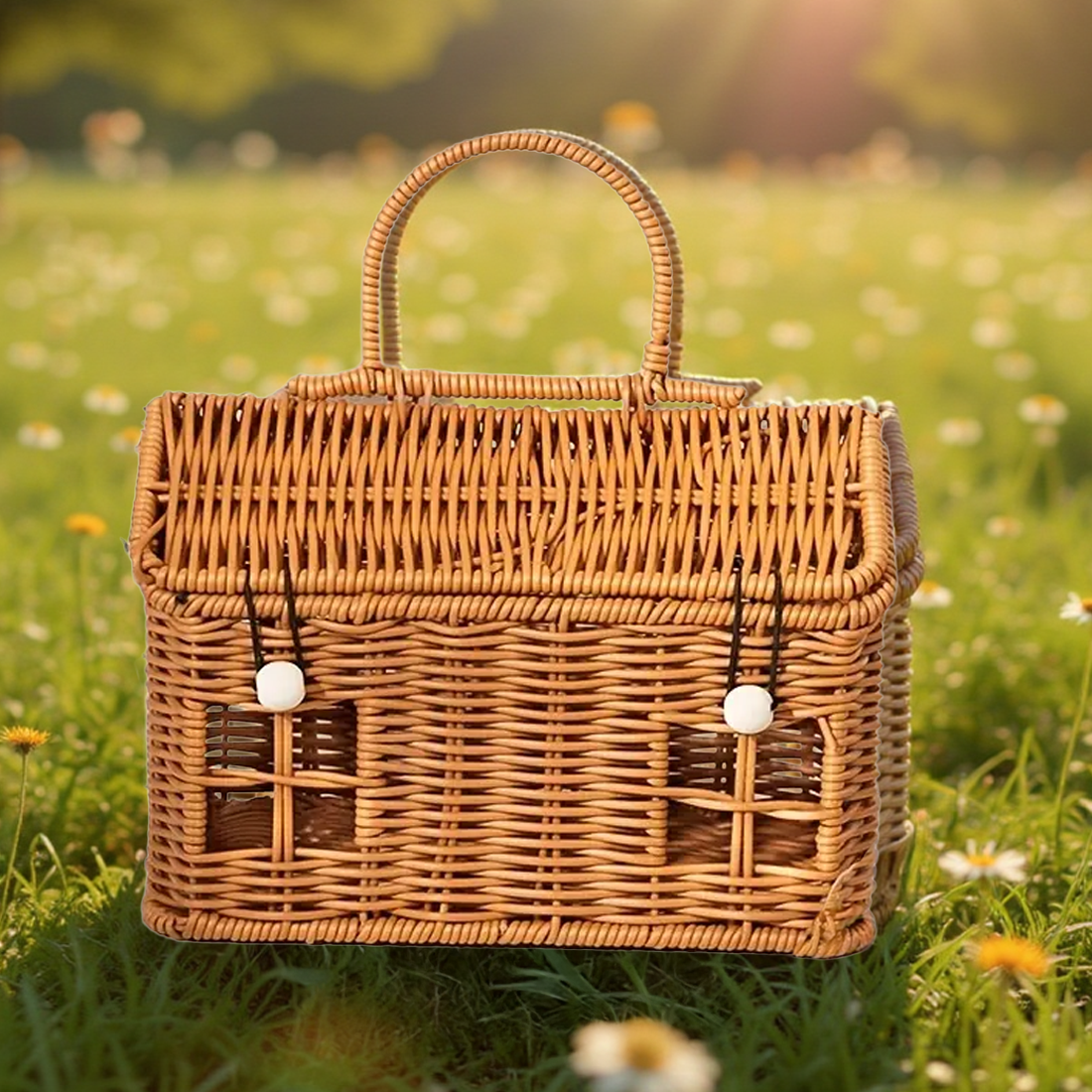 Handwoven House Basket Handbag
