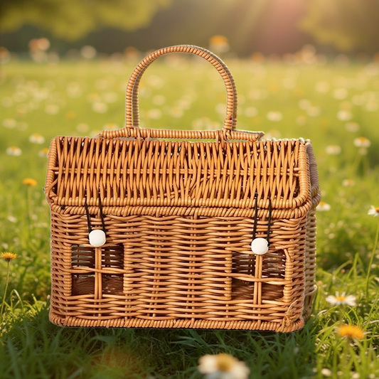 Handwoven House Basket Handbag