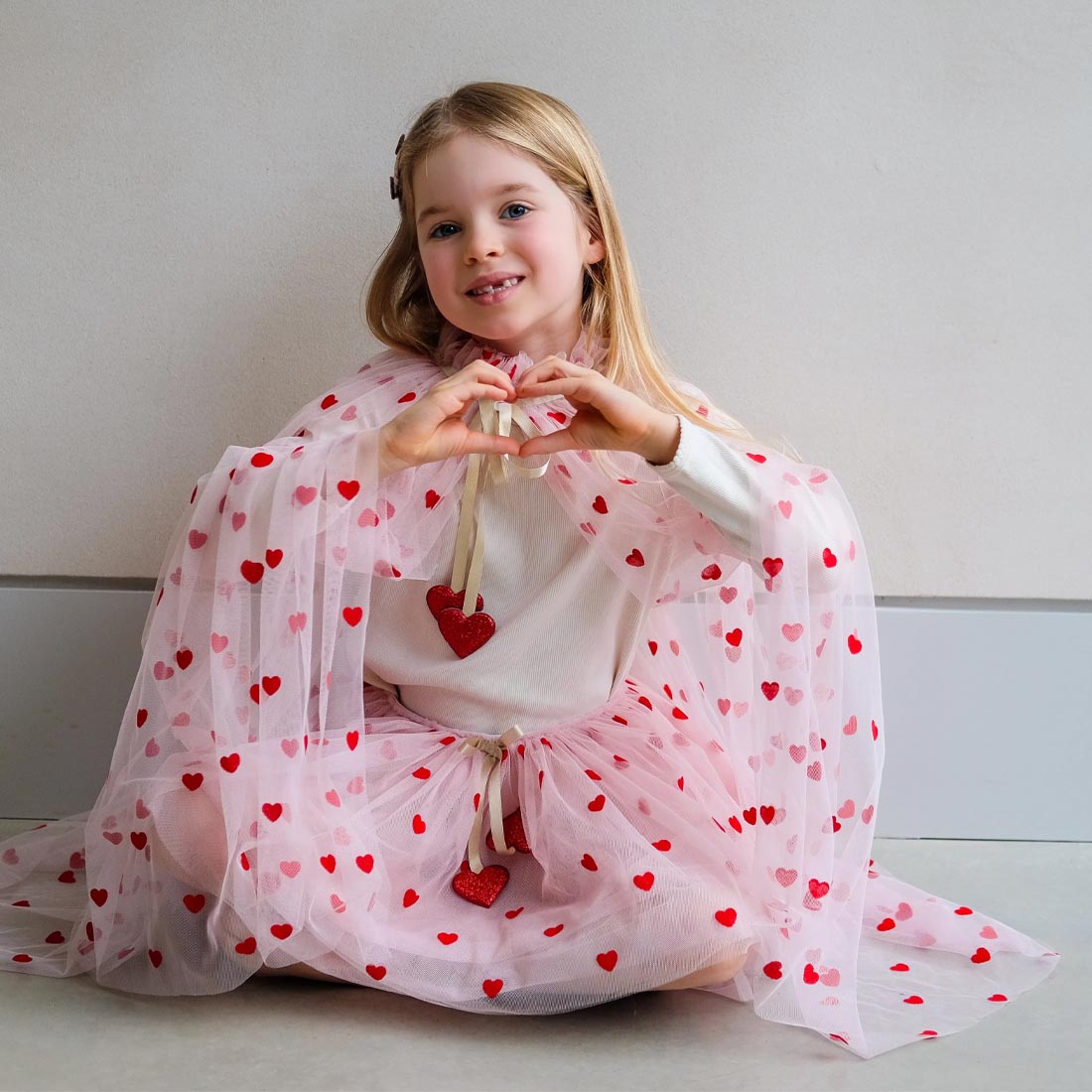 Heart Print Pink Cape