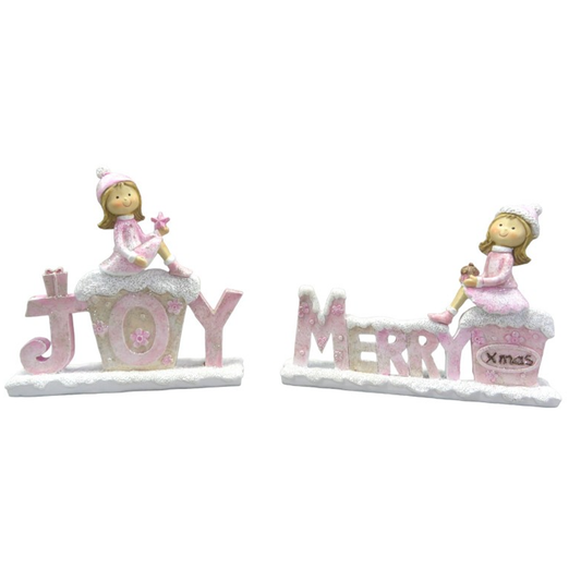 Joy or Merry Xmas Fairy Plaque