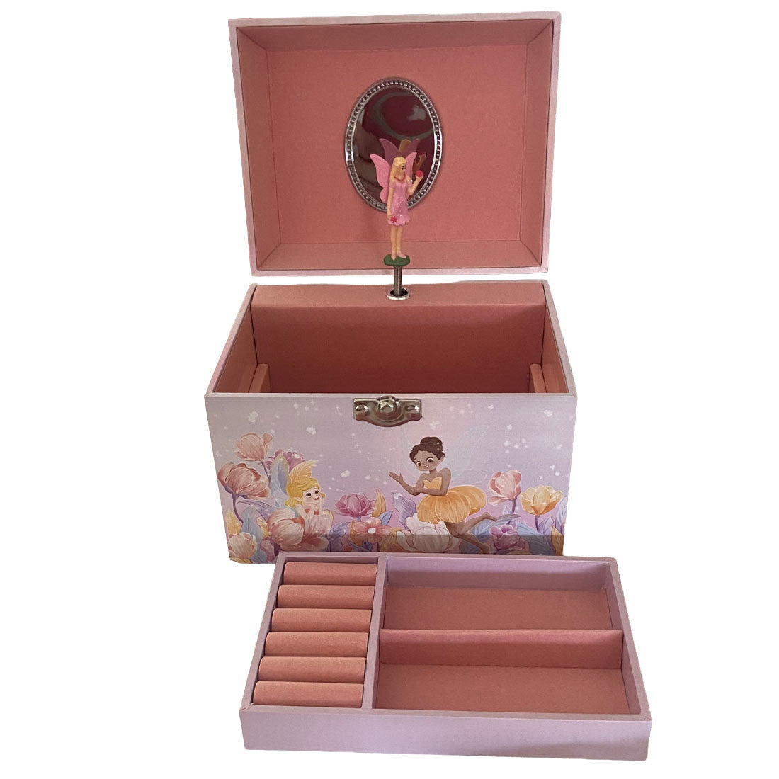 Large Musical Dancing Fairy Jewellery Box With Pearl Handle