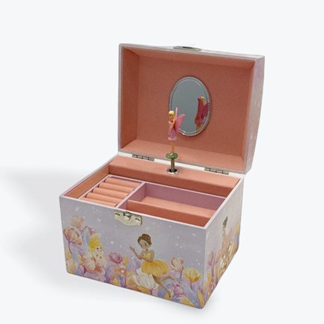 Large Musical Dancing Fairy Jewellery Box With Pearl Handle