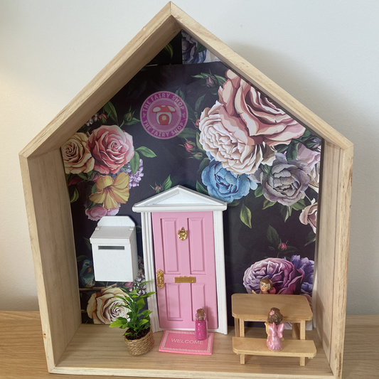 Large Wooden House Shelf Lilac Back