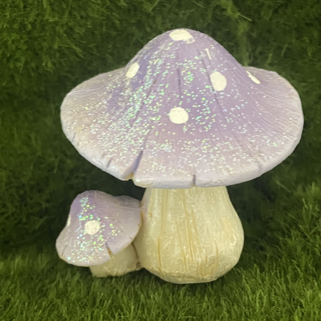Lilac Glitter Fairy Garden Mushrooms
