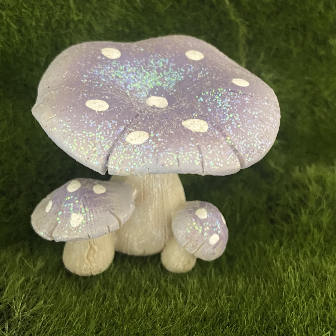 Lilac Glitter Fairy Garden Mushrooms