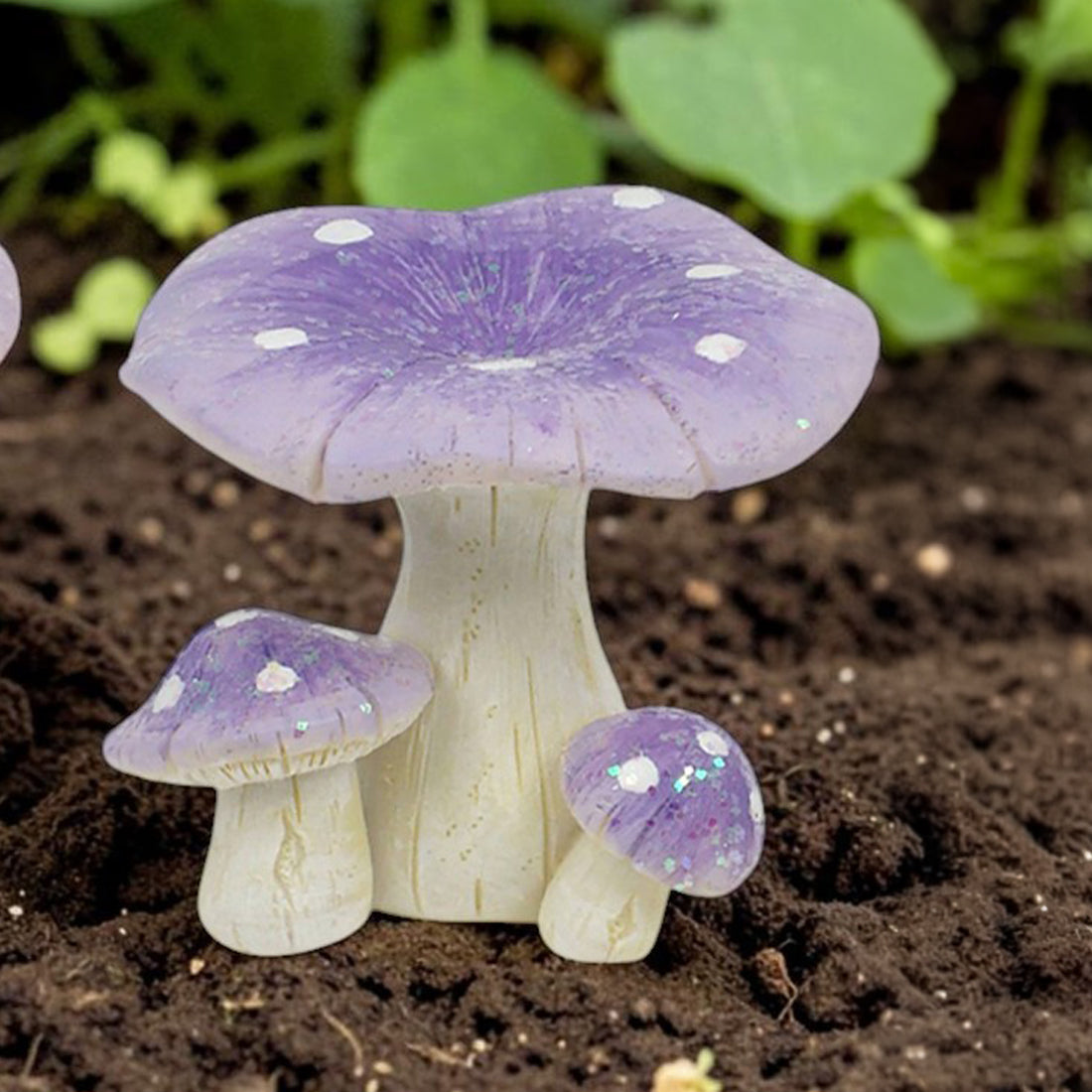 Lilac Glitter Fairy Garden Mushrooms
