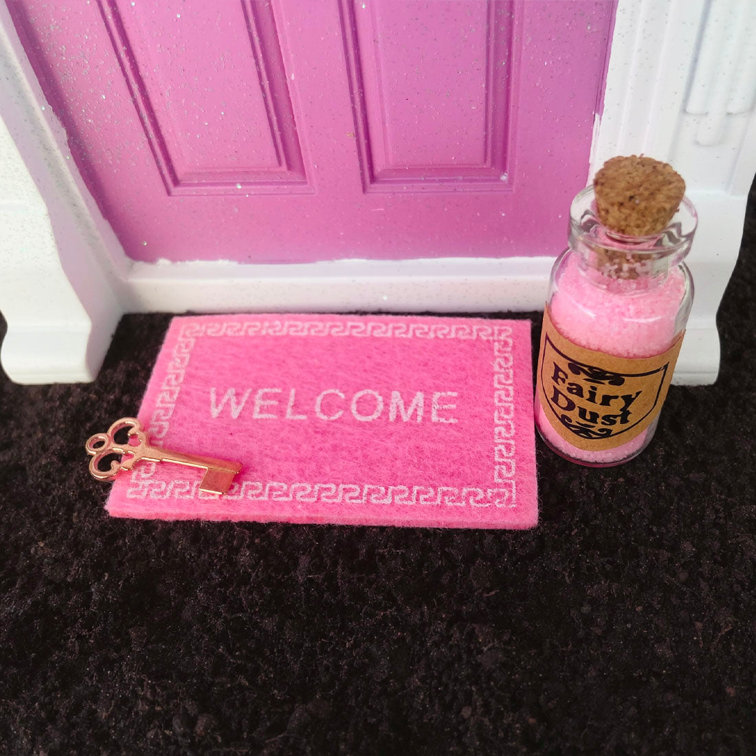 Magical Pink Fairy Door Gift Set – With Fairy Dust, Key & Welcome Mat