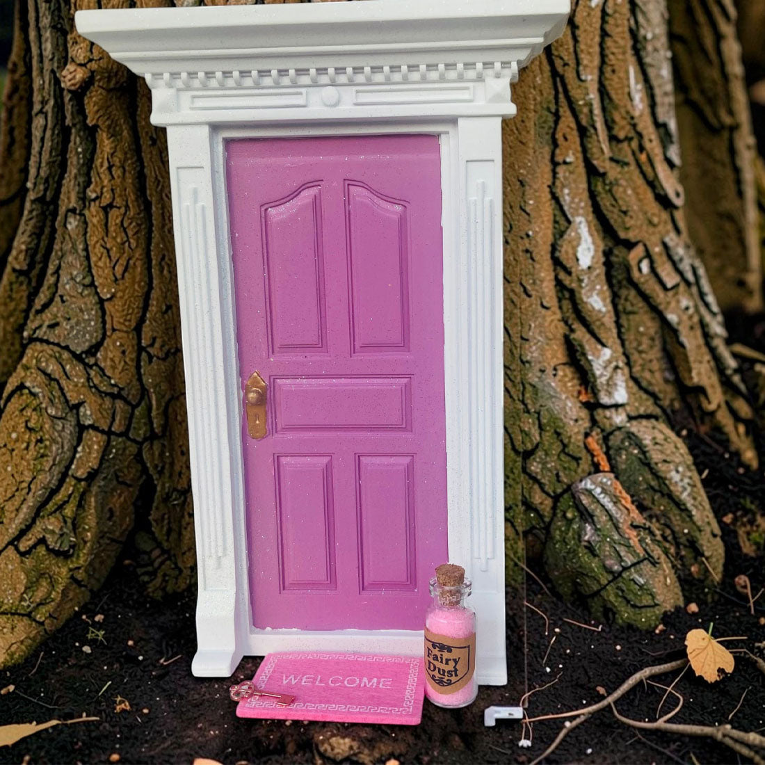 Magical Pink Fairy Door Gift Set – With Fairy Dust, Key & Welcome Mat