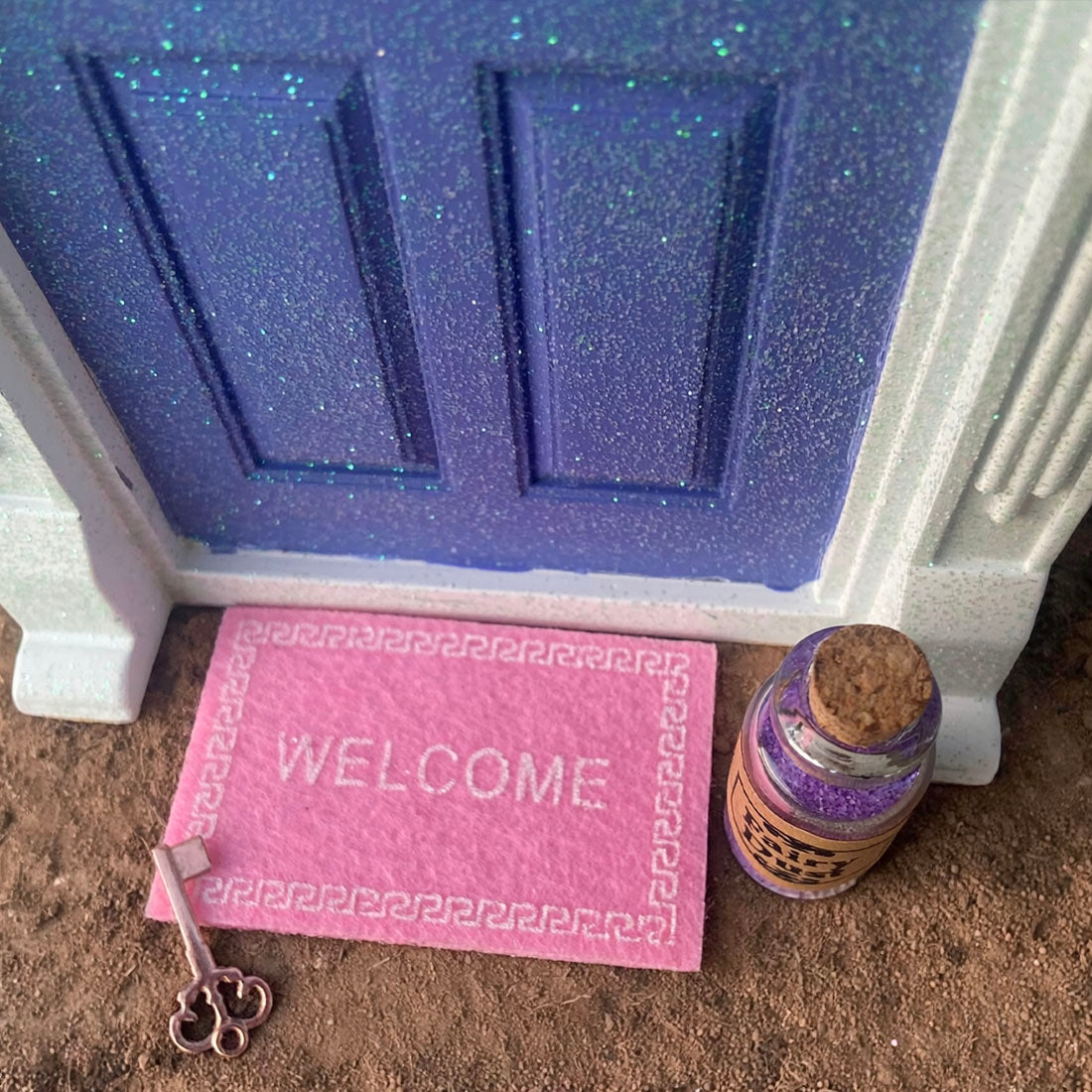 Magical Purple Fairy Door Gift Set – With Fairy Dust, Key & Welcome Mat