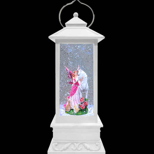 Magical White Lantern with Fairy and Unicorn