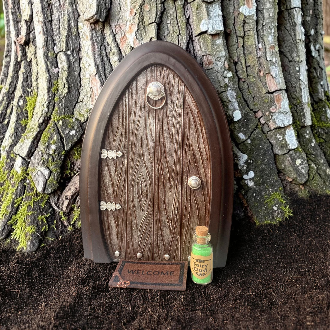 Magical Wooden Arch Fairy Door Set with Welcome Mat, Fairy Key & Fairy Dust