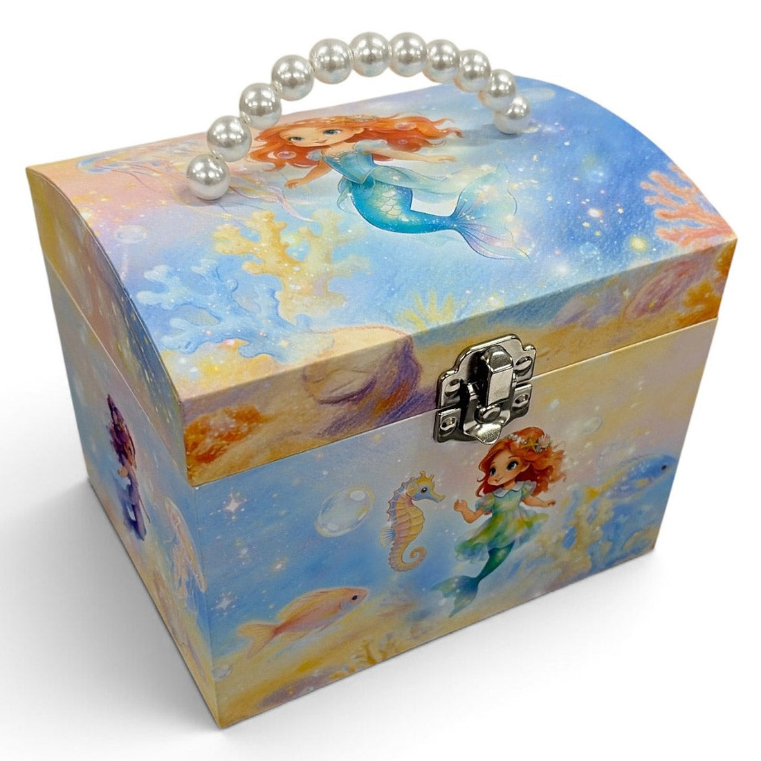 Mermaid Musical Jewellery Box with Pearl Handle