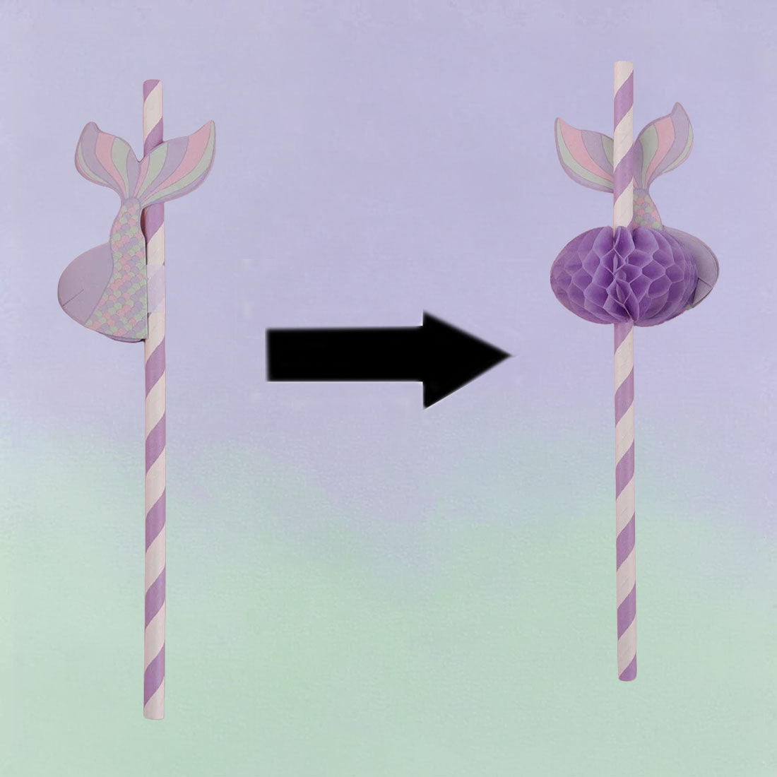 Mermaid Party Paper Straws 10pk