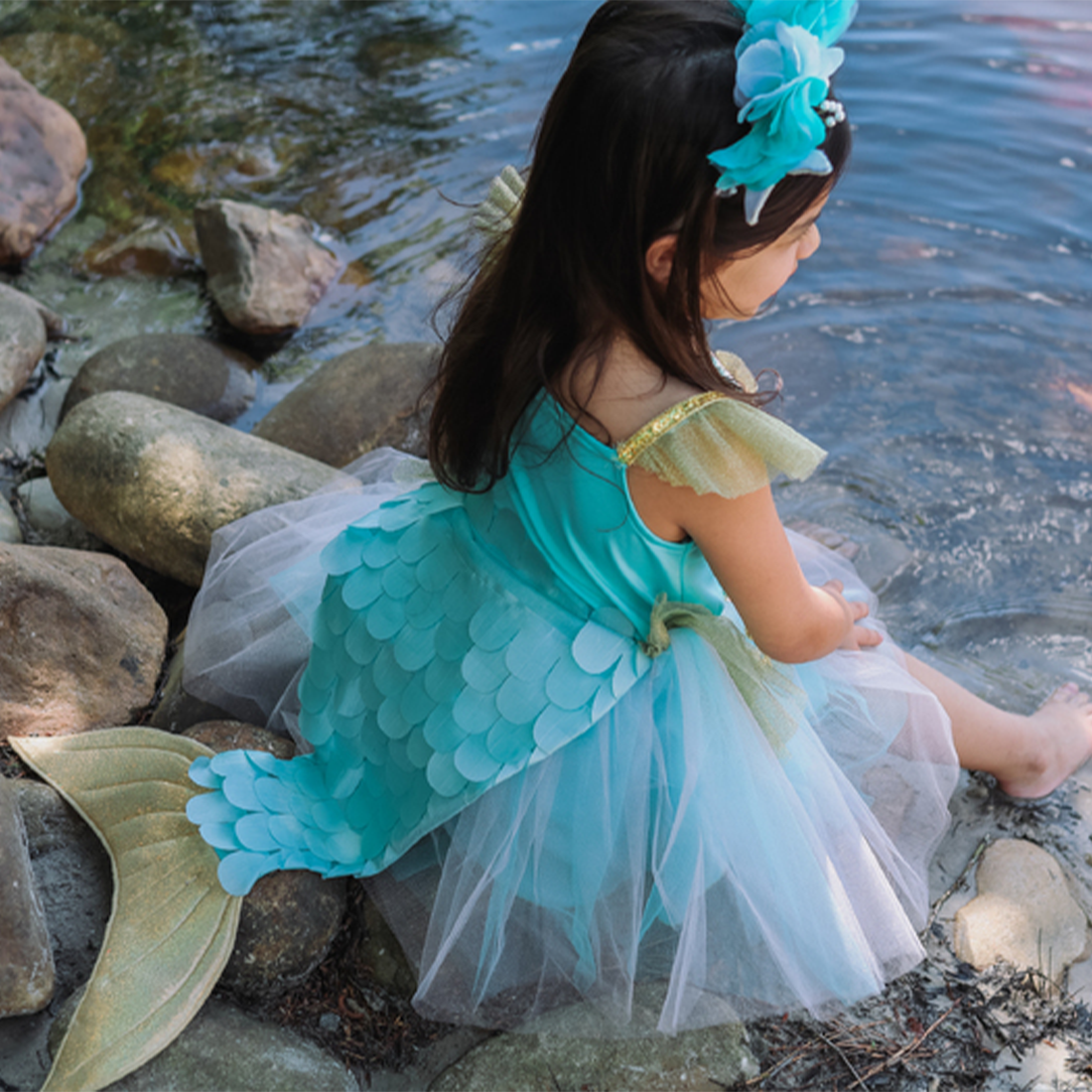 Mermalicious Mermaid Dress with Tail Size 5-6 The Fairy Shop Mermalicious Mermaid Dress with Tail Size 5-6 The Fairy Shop