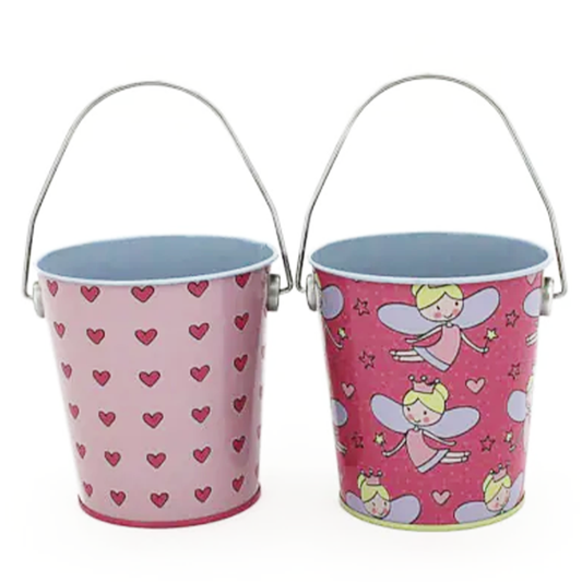 Metal Bucket Fairy & Hearts