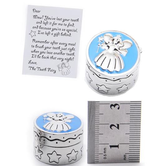 Metal Tooth Fairy Box Blue keepsake baby gift