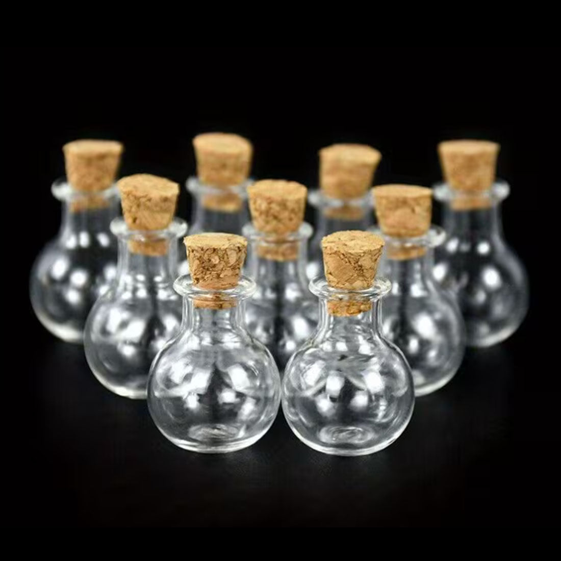 Mini Glass Bottles with Cork Lids – Set of 6
