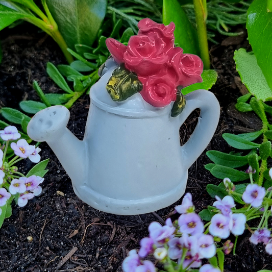 Miniature Blue Watering Can With Roses