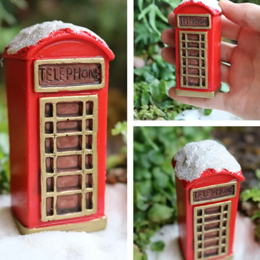 Miniature Christmas Telephone Box Figurine